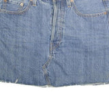 LEVI'S Womens Blue Denim Mini Cotton Blend Skirt S Raw Hem Casual Summer