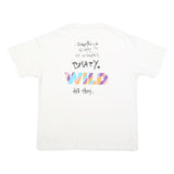 NIKE Mens White Graphic T-Shirt L Short Sleeve Crew Neck Crazy Wild Text Print