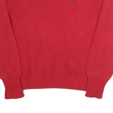 POLO SPORT RALPH LAUREN Womens Red Plain Cotton Jumper Crew Neck Tight Knit L