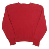 POLO SPORT RALPH LAUREN Womens Red Plain Cotton Jumper Crew Neck Tight Knit L