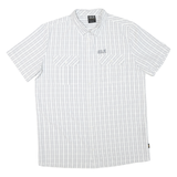JACK WOLFSKIN Mens White & Grey Checked Short Sleeve Shirt XL Outdoor Casual