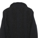 Womens Black Textured Button Jacket M Knit Fine Wool Casual Warm Layer