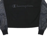 CHAMPION Womens Black & Charcoal Sweatshirt Crew Neck XS Embroidered Logo
