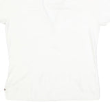 TOMMY HILFIGER Womens White Polo Shirt L Cotton Blend Short Sleeve Casual