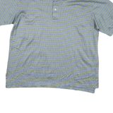 ALAN FLUSSER Mens Blue & Green Short Sleeve Checked Polo Shirt L Cotton Blend