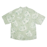BERMUDA BAY Mens Green Palm Trees Postcard Print Silk Shirt XL Hawaiian Tropical