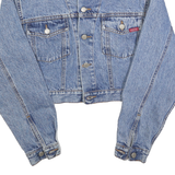 BENETTON Womens Blue Denim Button Jacket S Cotton Classic Crop Casual