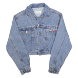 BENETTON Womens Blue Denim Button Jacket S Cotton Classic Crop Casual