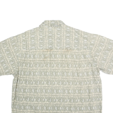 CROSSINGS Mens Green & Cream Pattern Cotton Shirt L Short Sleeve Button Collar