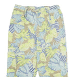 SAG HARBOR SPORT Womens Cotton Blue & Yellow Leaf Print Classic Straight