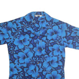 CALIFORNIA Mens Blue Hawaiian Shirt S Cotton Floral Pattern Summer Beachwear