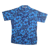 CALIFORNIA Mens Blue Hawaiian Shirt S Cotton Floral Pattern Summer Beachwear