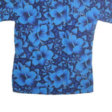 CALIFORNIA Mens Blue Hawaiian Shirt S Cotton Floral Pattern Summer Beachwear
