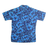 CALIFORNIA Mens Blue Hawaiian Shirt S Cotton Floral Pattern Summer Beachwear