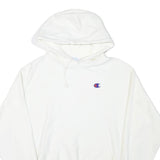 CHAMPION Mens White Pullover Hoodie M Classic Logo Sweatshirt Drawstring