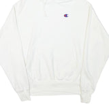 CHAMPION Mens White Pullover Hoodie M Classic Logo Sweatshirt Drawstring