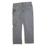 WRANGLER Mens Cotton Grey Regular Straight Trousers W36 L30 Workwear Casual