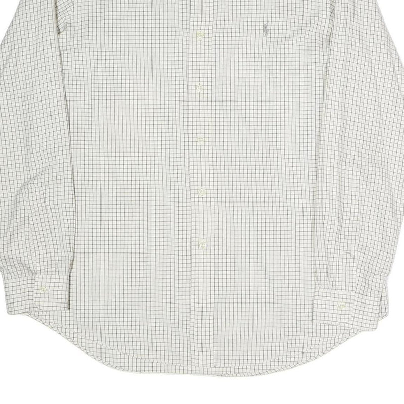 RALPH LAUREN Mens White & Black Checked Cotton Blend Shirt L Classic Fit