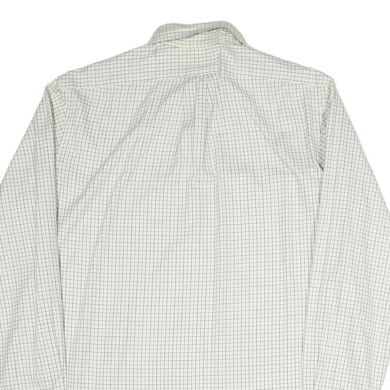 RALPH LAUREN Mens White & Black Checked Cotton Blend Shirt L Classic Fit