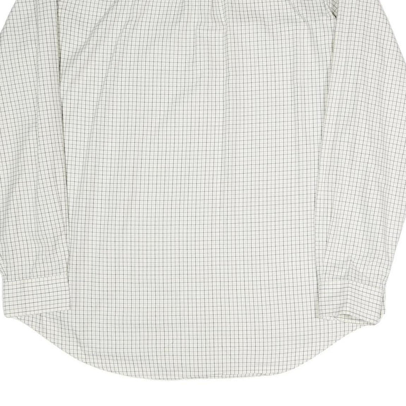RALPH LAUREN Mens White & Black Checked Cotton Blend Shirt L Classic Fit