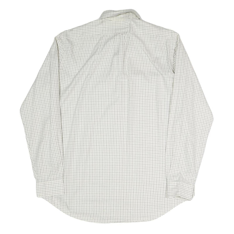 RALPH LAUREN Mens White & Black Checked Cotton Blend Shirt L Classic Fit
