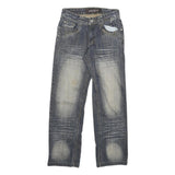 JDN Mens Regular Fit Blue Denim Jeans W26 L27 Stud Detailing Straight Leg Cotton