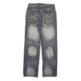 JDN Mens Regular Fit Blue Denim Jeans W26 L27 Stud Detailing Straight Leg Cotton