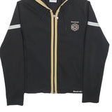 REEBOK Womens Black & Beige Zip Up Hoodie M Casual Slim Fit Cotton Blend