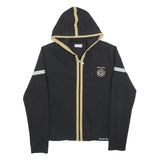 REEBOK Womens Black & Beige Zip Up Hoodie M Casual Slim Fit Cotton Blend