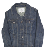 GUESS Womens Blue Denim Jacket M Cotton Button Plain Classic Fitted