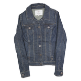 GUESS Womens Blue Denim Jacket M Cotton Button Plain Classic Fitted