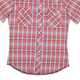 WRANGLER Mens Red Blue Check Shirt S Cotton Blend Western Style Casual