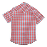 WRANGLER Mens Red Blue Check Shirt S Cotton Blend Western Style Casual