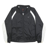 NIKE Mens Black & White Zip Jacket XL Nylon Sportswear Athletic Windbreaker