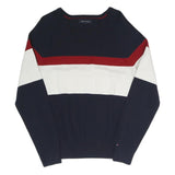 TOMMY HILFIGER Mens Navy & Red & White Patterned Pullover Crew Neck Basic Knit M