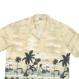 WINNIE FASHION Mens Beige & Black Tropical Print Shirt XL Summer Beachwear
