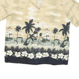WINNIE FASHION Mens Beige & Black Tropical Print Shirt XL Summer Beachwear