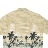 WINNIE FASHION Mens Beige & Black Tropical Print Shirt XL Summer Beachwear