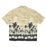 WINNIE FASHION Mens Beige & Black Tropical Print Shirt XL Summer Beachwear