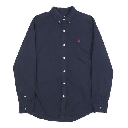 POLO RALPH LAUREN Mens Navy Blue Cotton Long Sleeve Shirt L Classic Button Down