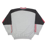 ADIDAS Mens Grey & Black Sweatshirt V-Neck L Cotton Blend Pullover Logo