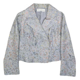 CHRISTINE BUCHHEIM Womens Pastel Brocade Button Jacket S Woven Jacquard Scroll