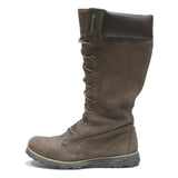 TIMBERLAND Girls Lace-Up Leather Boots Brown UK 4 Durable Outdoor Footwear