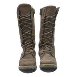 TIMBERLAND Girls Lace-Up Leather Boots Brown UK 4 Durable Outdoor Footwear