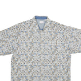 BUGLE BOY Mens Blue & Beige Pattern Cotton Shirt 2XL Short Sleeve Casual