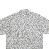 BUGLE BOY Mens Blue & Beige Pattern Cotton Shirt 2XL Short Sleeve Casual