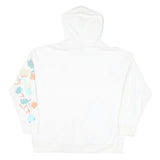 ADIDAS Womens White Cotton Blend Hoodie XL Floral Print Casual Wear