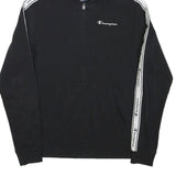 CHAMPION Boys Black & White Zip Hoodie 2XL Cotton Blend Logo Tape