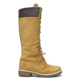 TIMBERLAND Tall Women's Lace-Up Leather Boots Beige & Brown UK 4 Winter