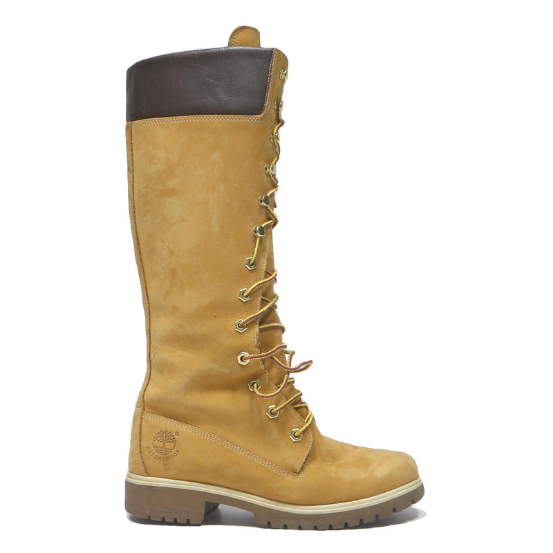 TIMBERLAND Tall Women's Lace-Up Leather Boots Beige & Brown UK 4 Winter